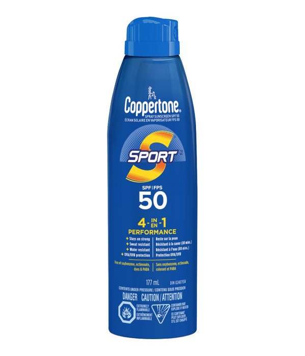 Coppertone Sport Sunscreen Spray SPF 50 4-in-1