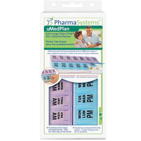 PharmaSystems Twice Daily Pill & Vitamin Planner - Extra Large