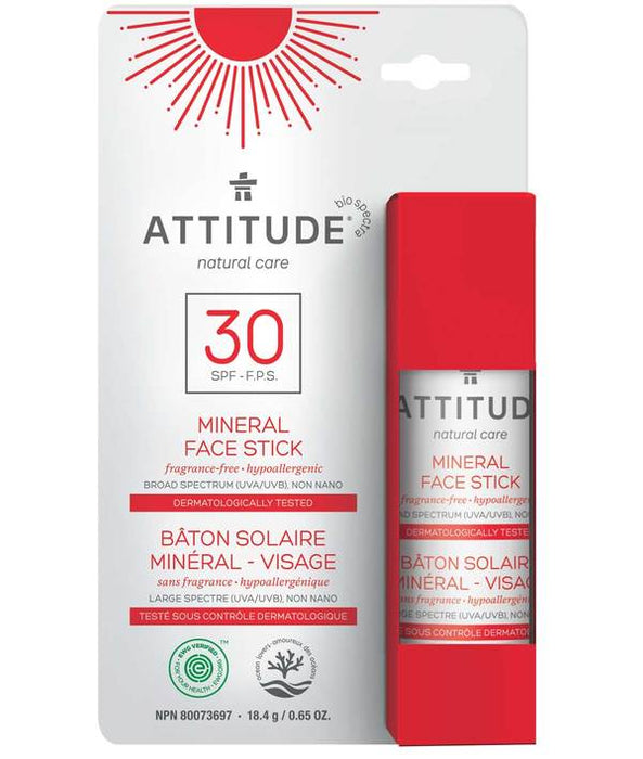 ATTITUDE SPF30 Adult Face Stick Fragrance Free