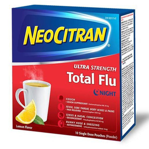 NeoCitran Ultra Strength Total Flu Night - Lemon