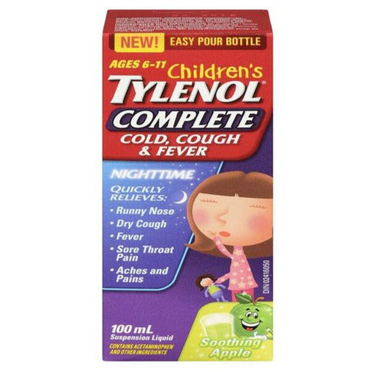 Tylenol Children's Complete Cold, Cough & Fever Nighttime Suspension Liquid - Soothing Apple