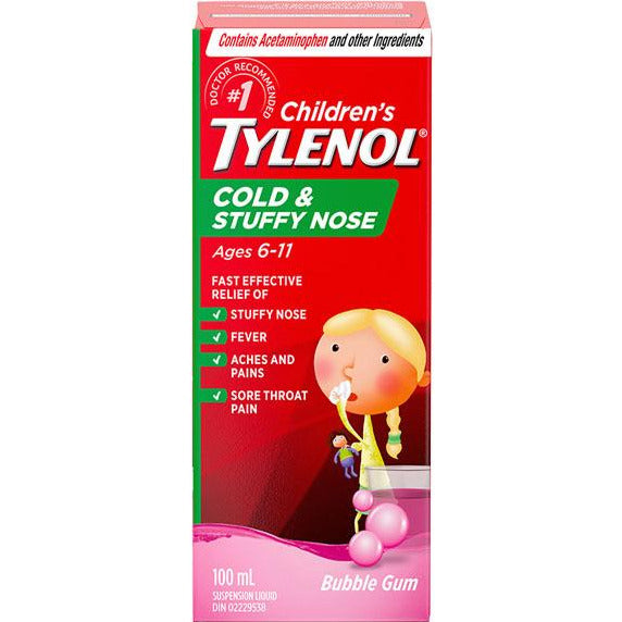 Children's Tylenol Cold & Stuffy Nose Suspension Liquid - Bubblegum