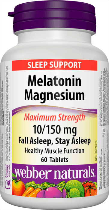 Webber Naturals Melatonin Magnesium Maximum Strength 10/150 mg