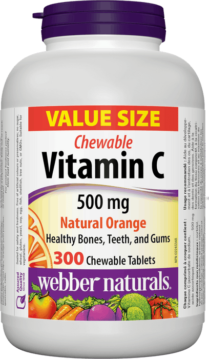 Webber Naturals Vitamin C 500mg Chewable Tablets - Natural Orange