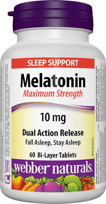 Webber Naturals Melatonin Maximum Strength 10mg Dual Action Release