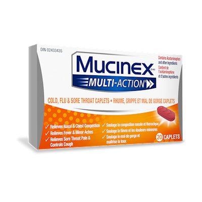 Mucinex Multi-Action ColdTM, Flu & Sore Throat Caplets