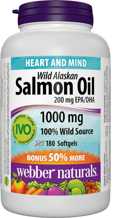 Webber Naturals Wild Alaskan Salmon Oil 200 mg EPA/DHA 1000 mg