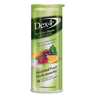 Dex4 Fast Acting Glucose, Assorted Fruits - 10 Tablets