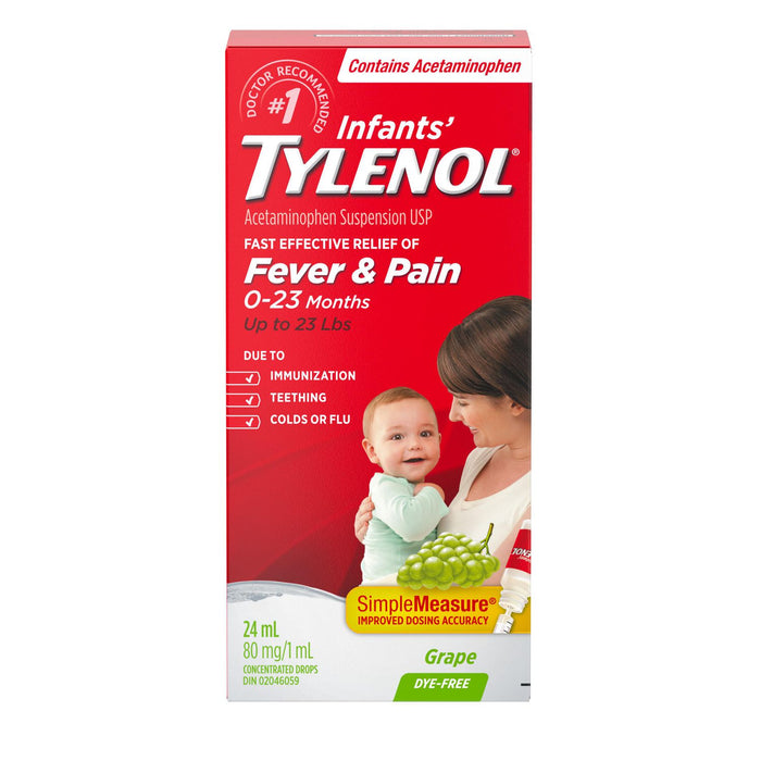 Infants' Tylenol Fever & Pain Drops - Dye Free Grape
